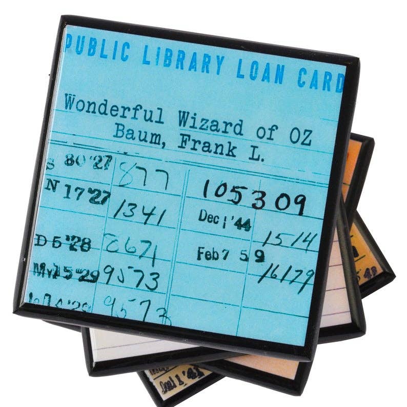 Vintage SPL Library Card Coaster Set, photo 2 of 2