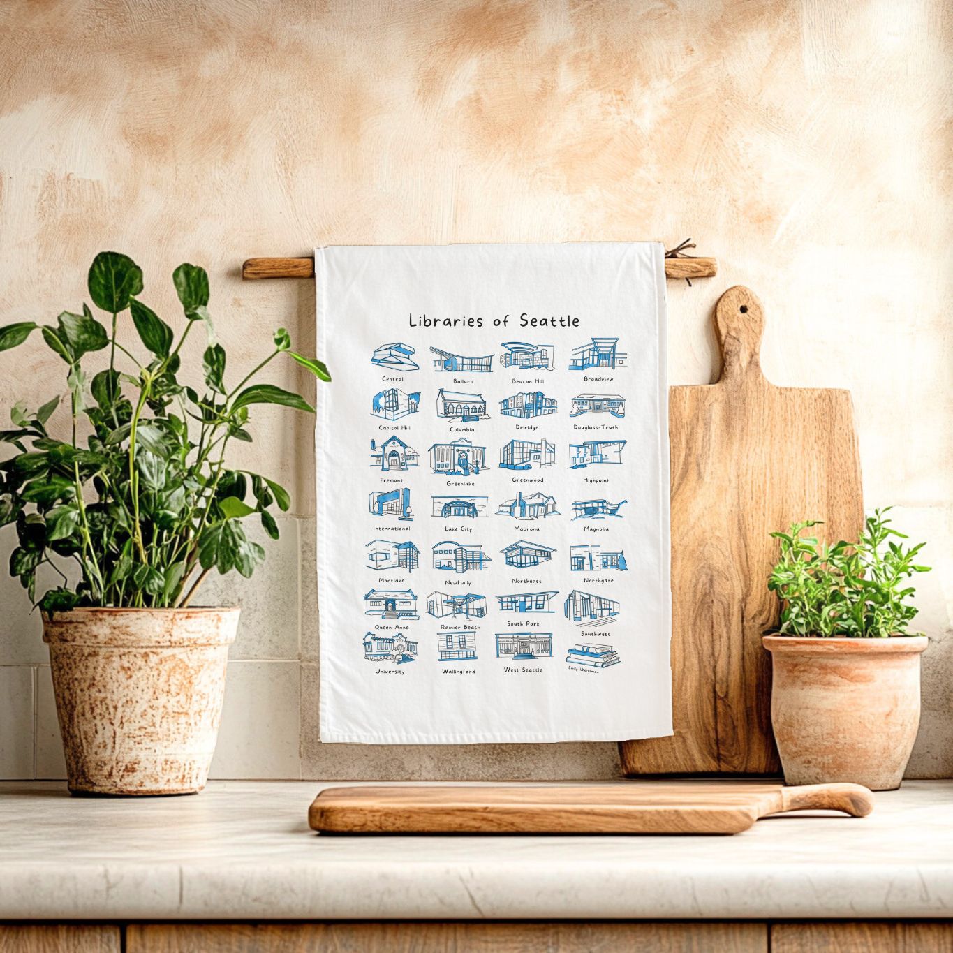 Libraries of Seattle Dish Towel, photo 1 of 4