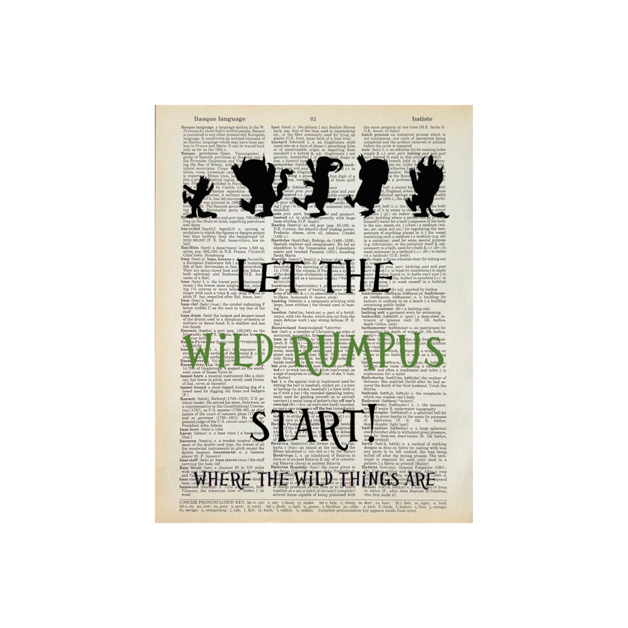Let the wild rumpus | Dictionary Print | Vintage Book Art, photo 1 of 5