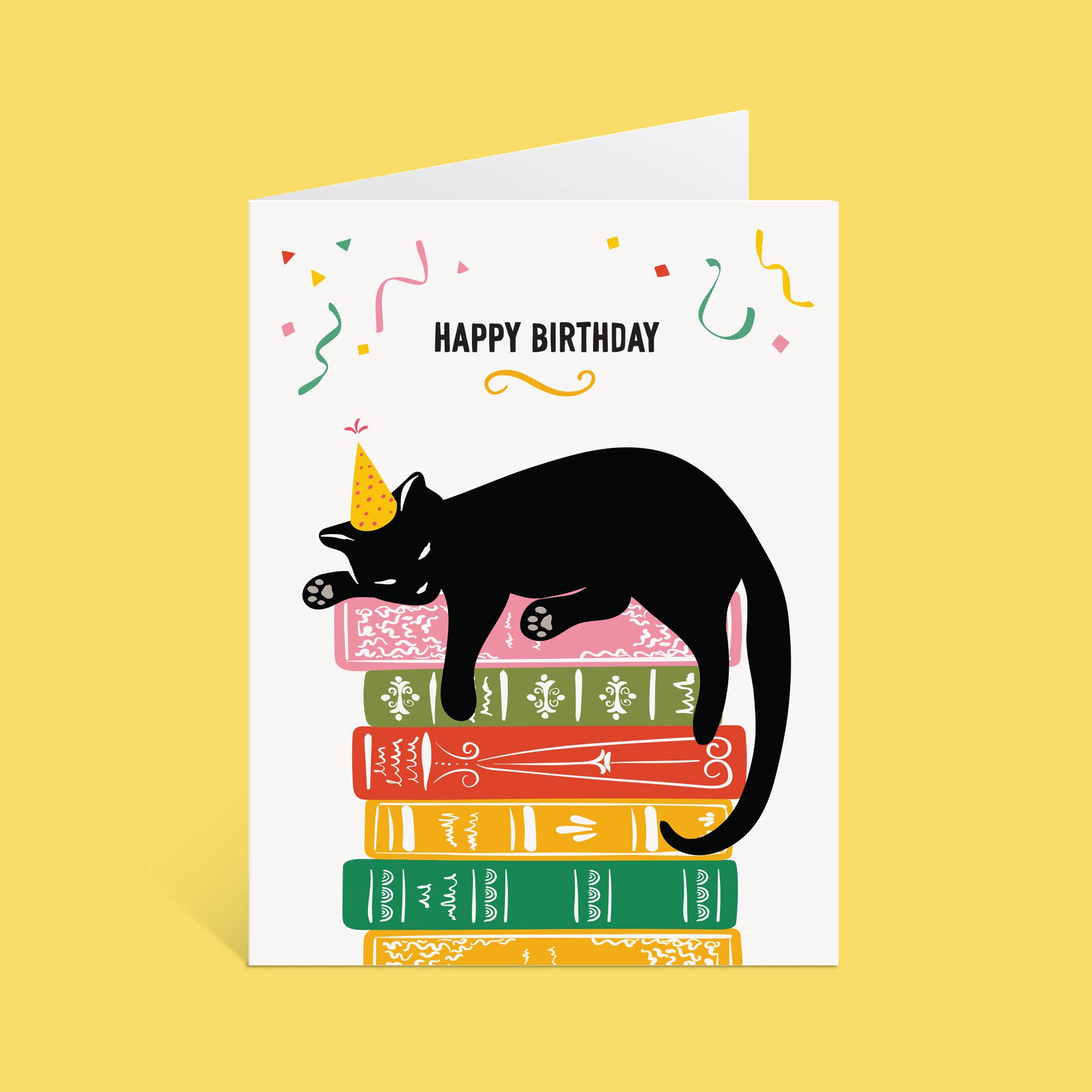 Cat & Books | Happy Birthday Card, photo 3 of 3