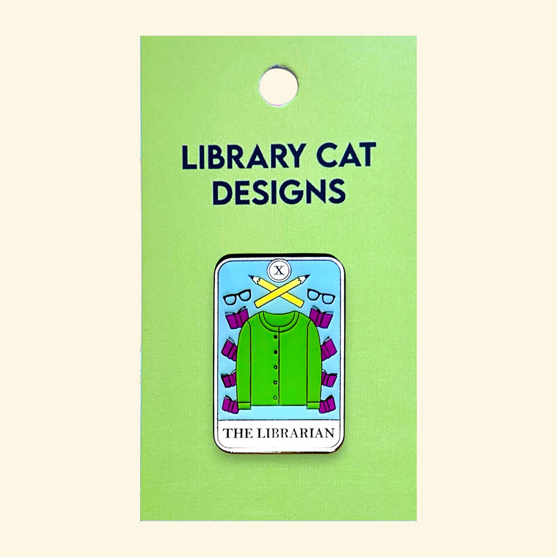 Librarian Tarot Card Enamel Pin, photo 2 of 2
