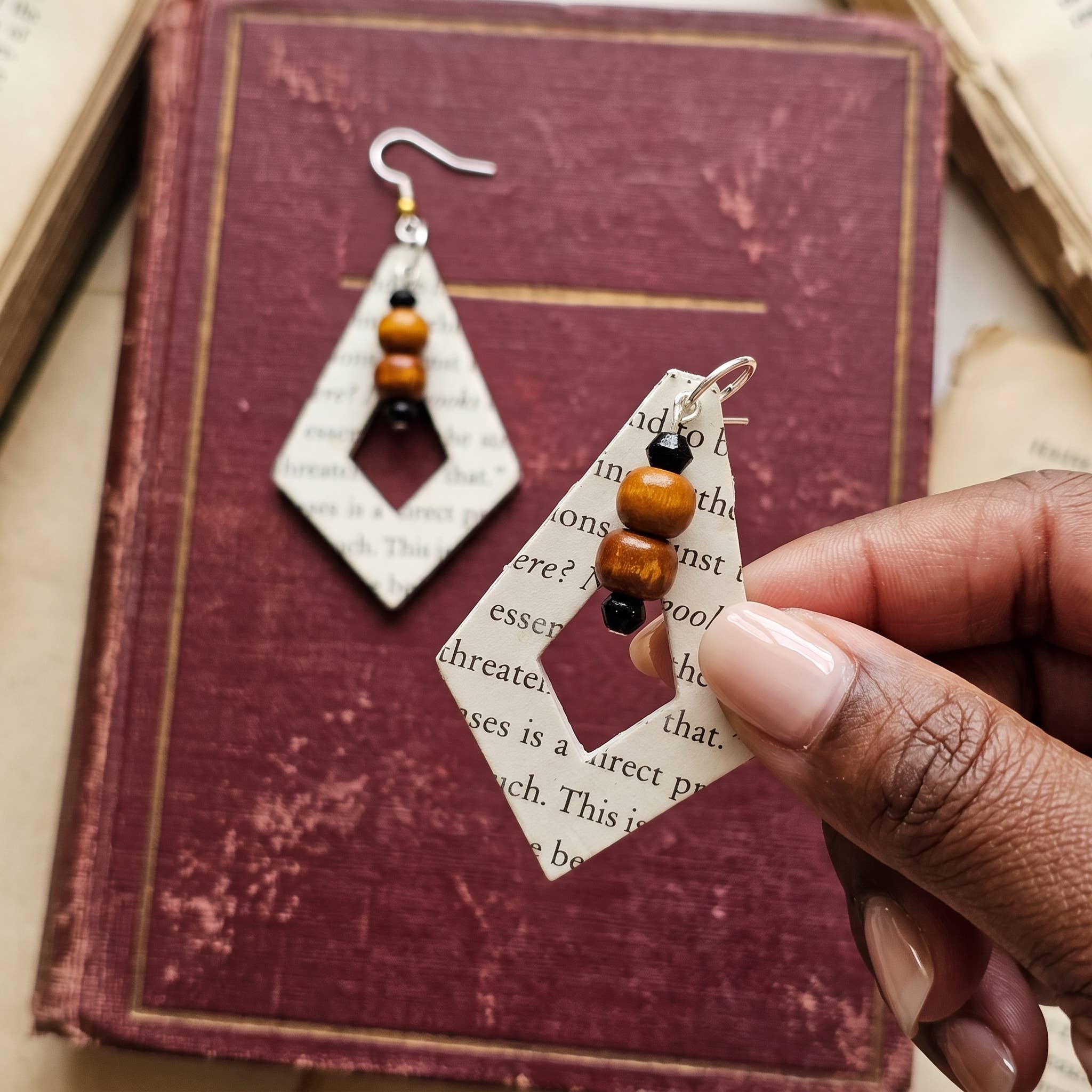 Book Page Dangle Earrings, photo 4 of 7