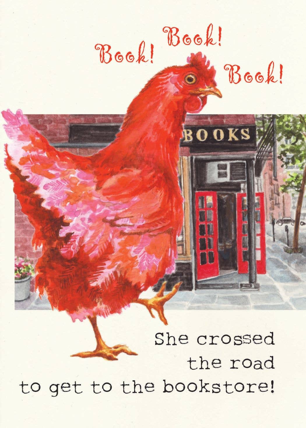 Chicken Crossing Book Love Notecard, photo 1 of 2