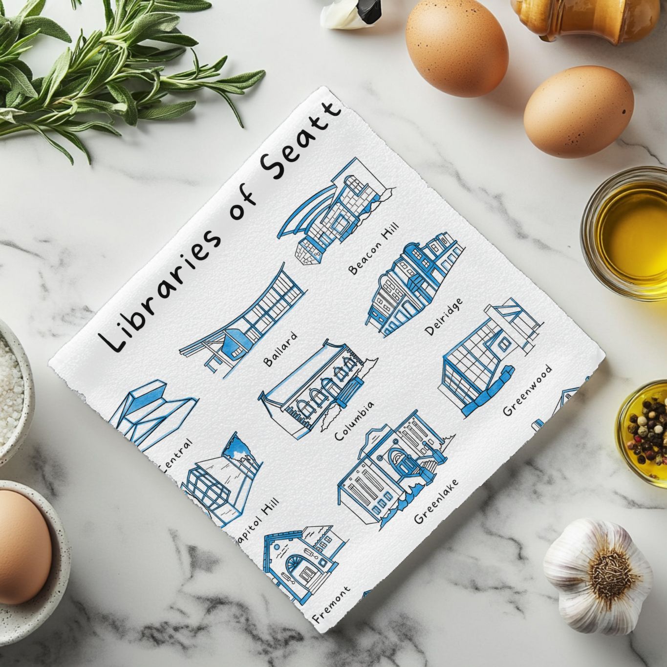 Libraries of Seattle Dish Towel, photo 4 of 4