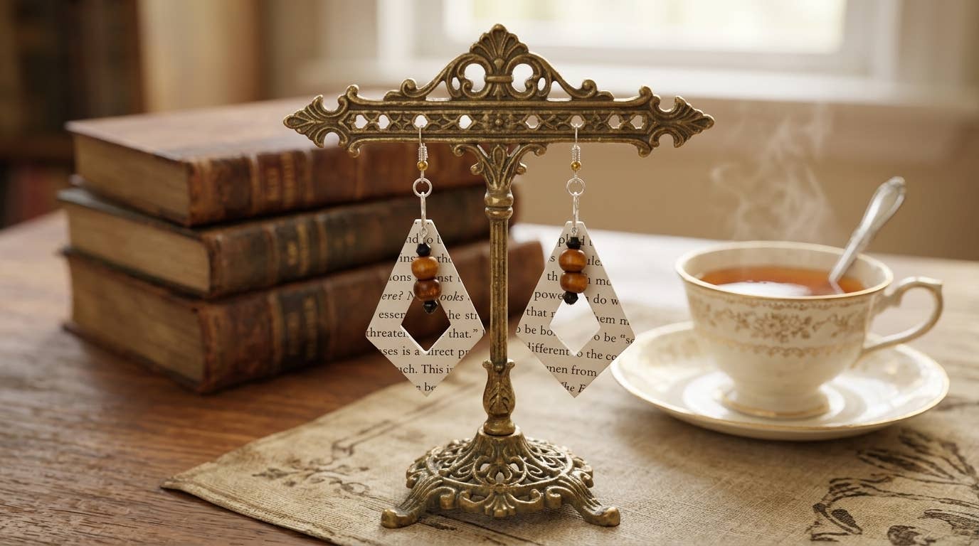 Book Page Dangle Earrings, photo 7 of 7