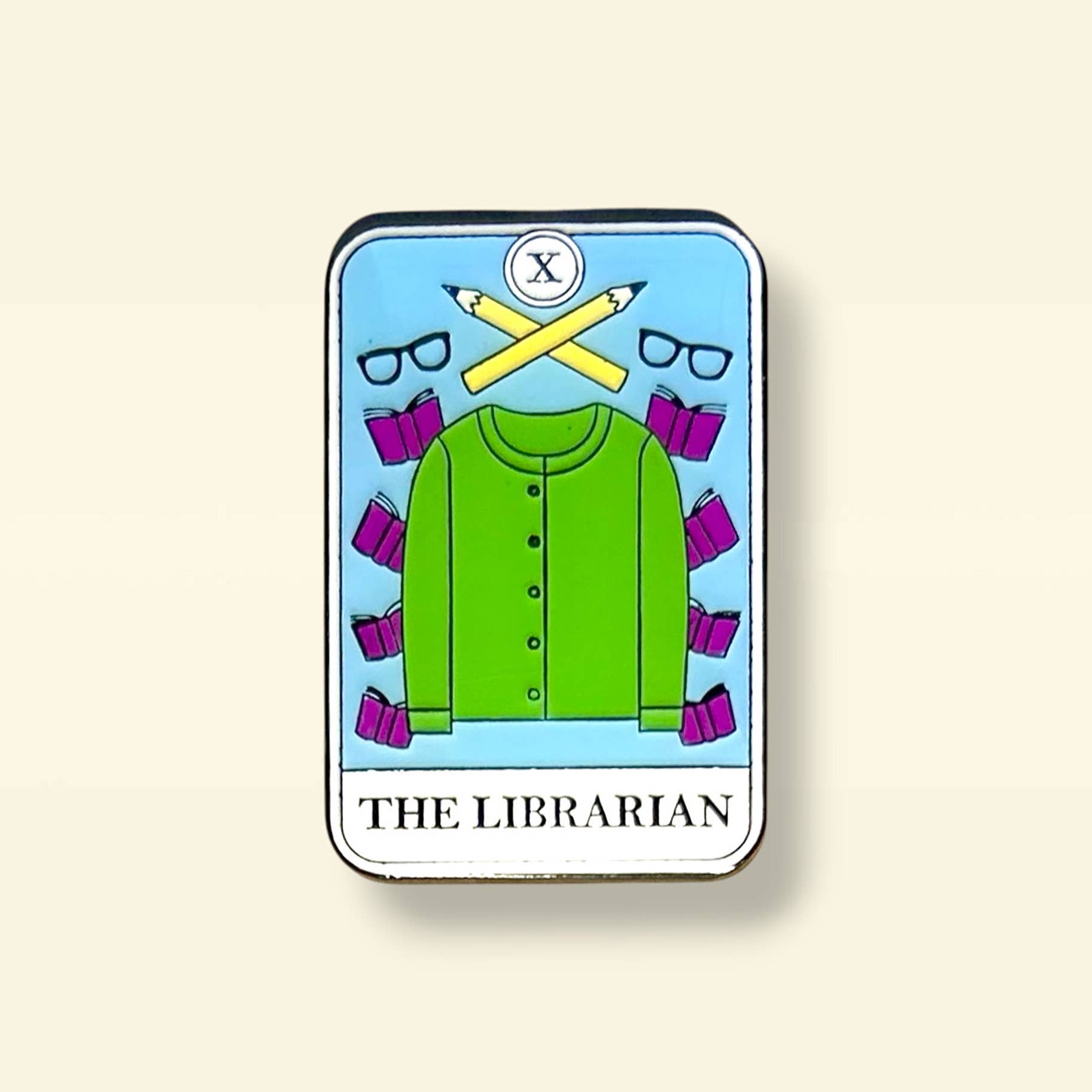 Librarian Tarot Card Enamel Pin, photo 1 of 2