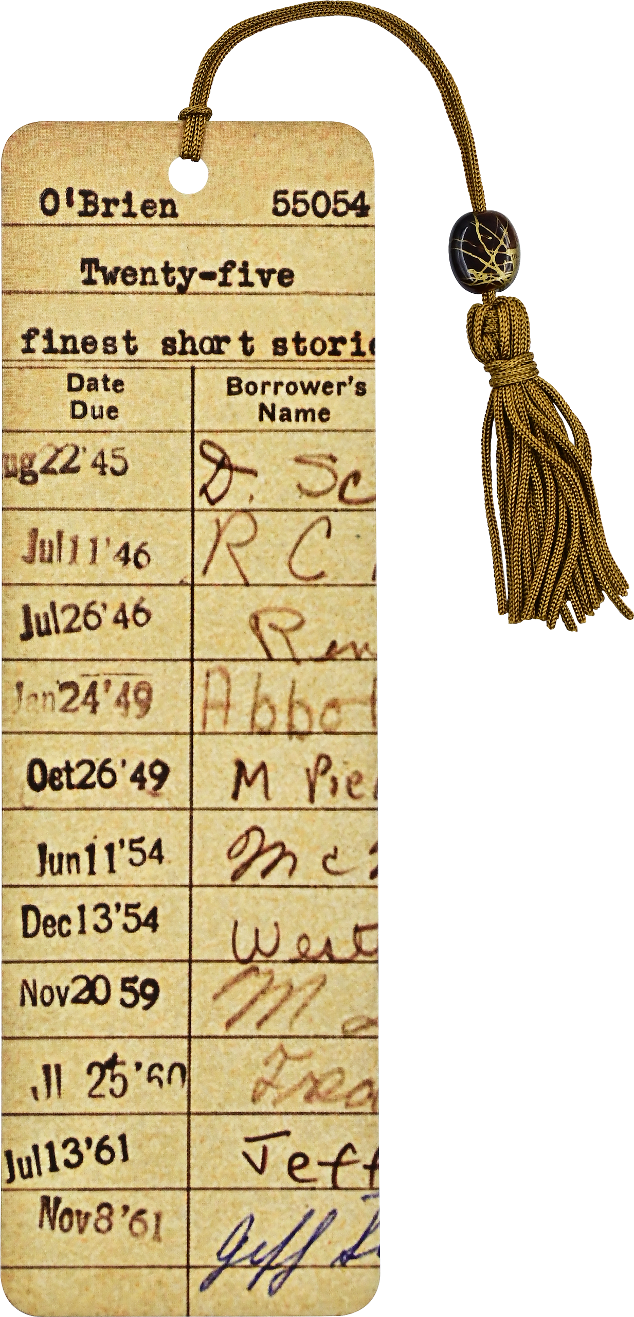 Vintage Library Card Beaded Bookmark, photo 1 of 3