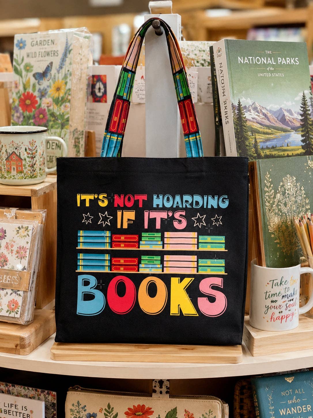 Black-Multi IT'S NOT HOARDING IF IT'S BOOKS Tote Bag, photo 1 of 2