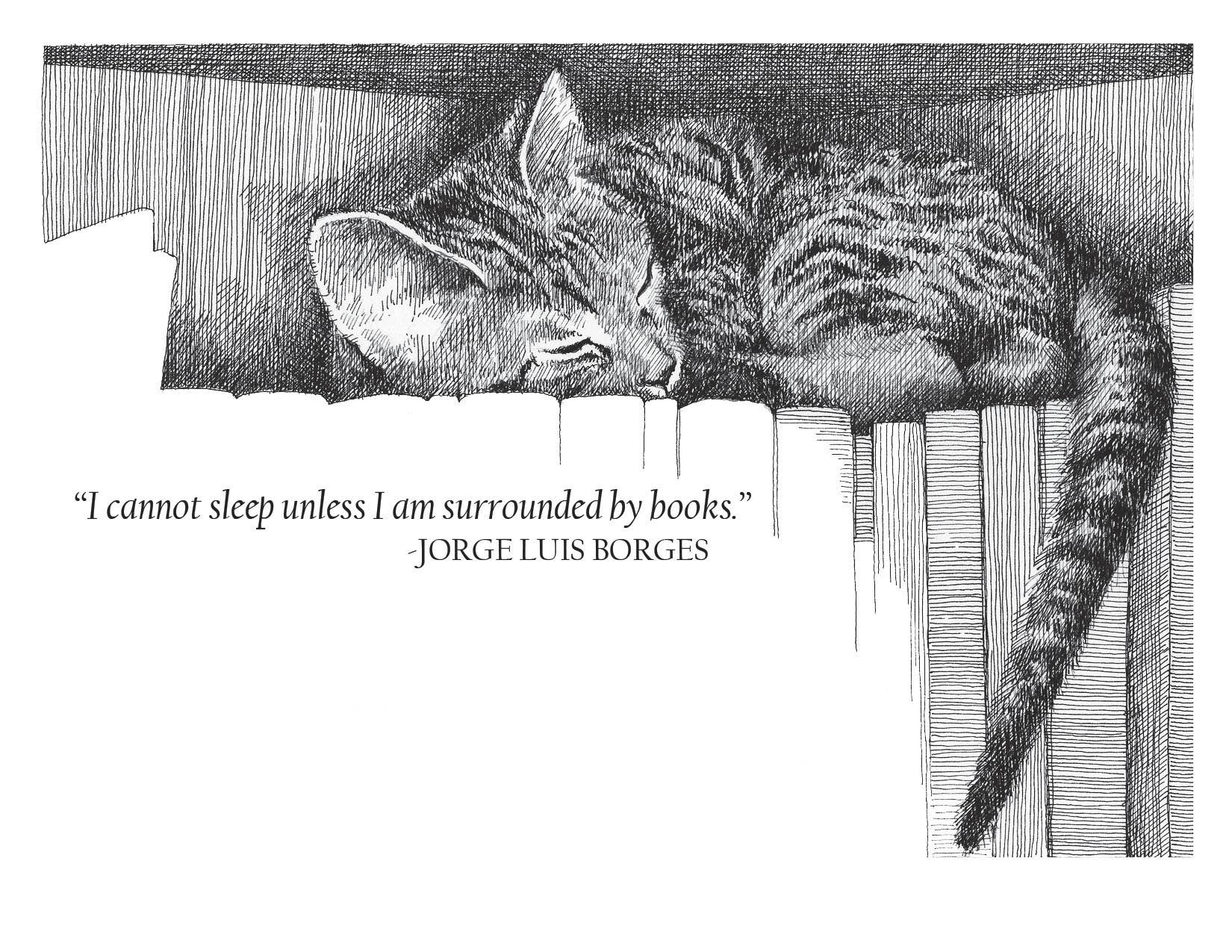Books & Beasts Cat Book Fun Notecard, photo 1 of 3