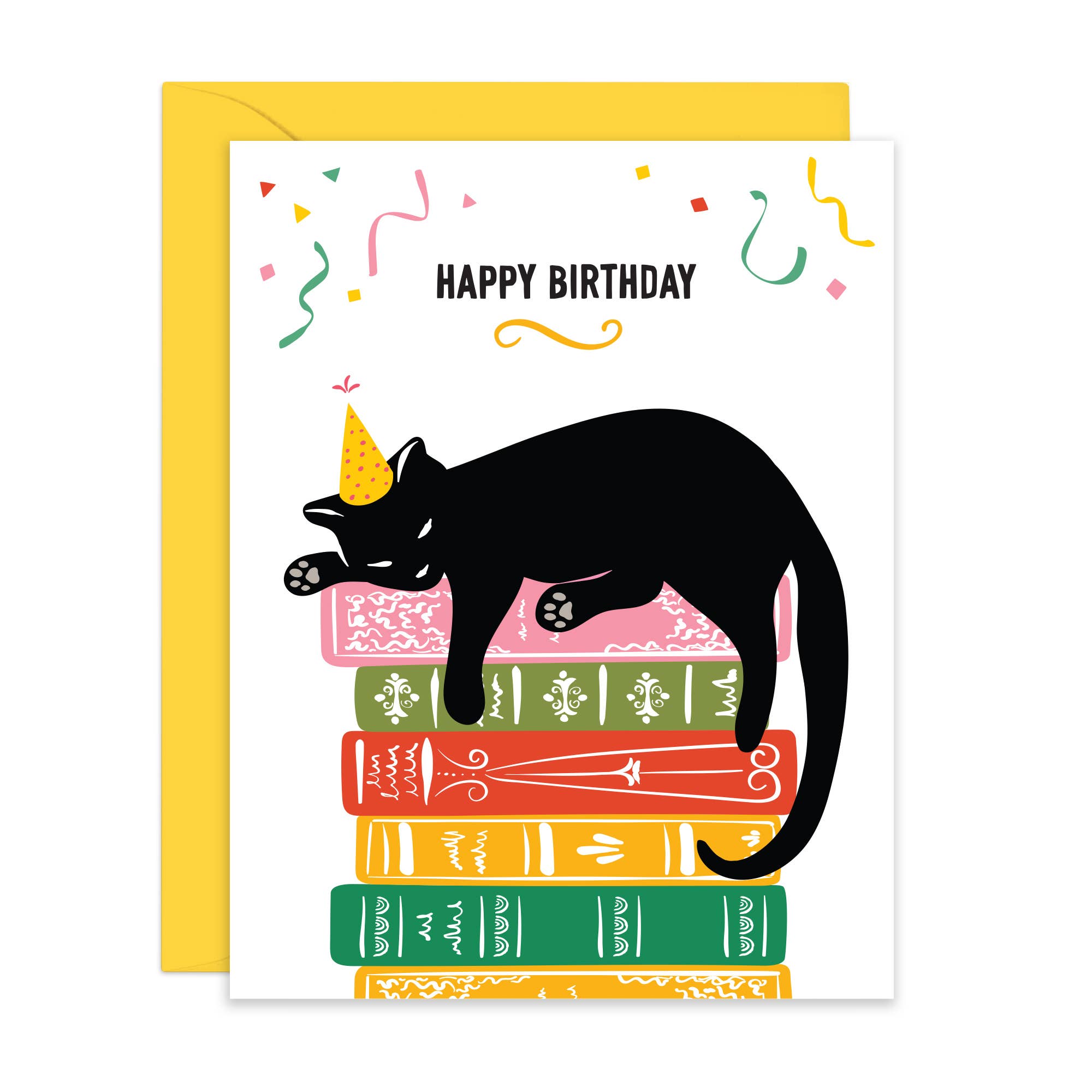 Cat & Books | Happy Birthday Card, photo 1 of 3