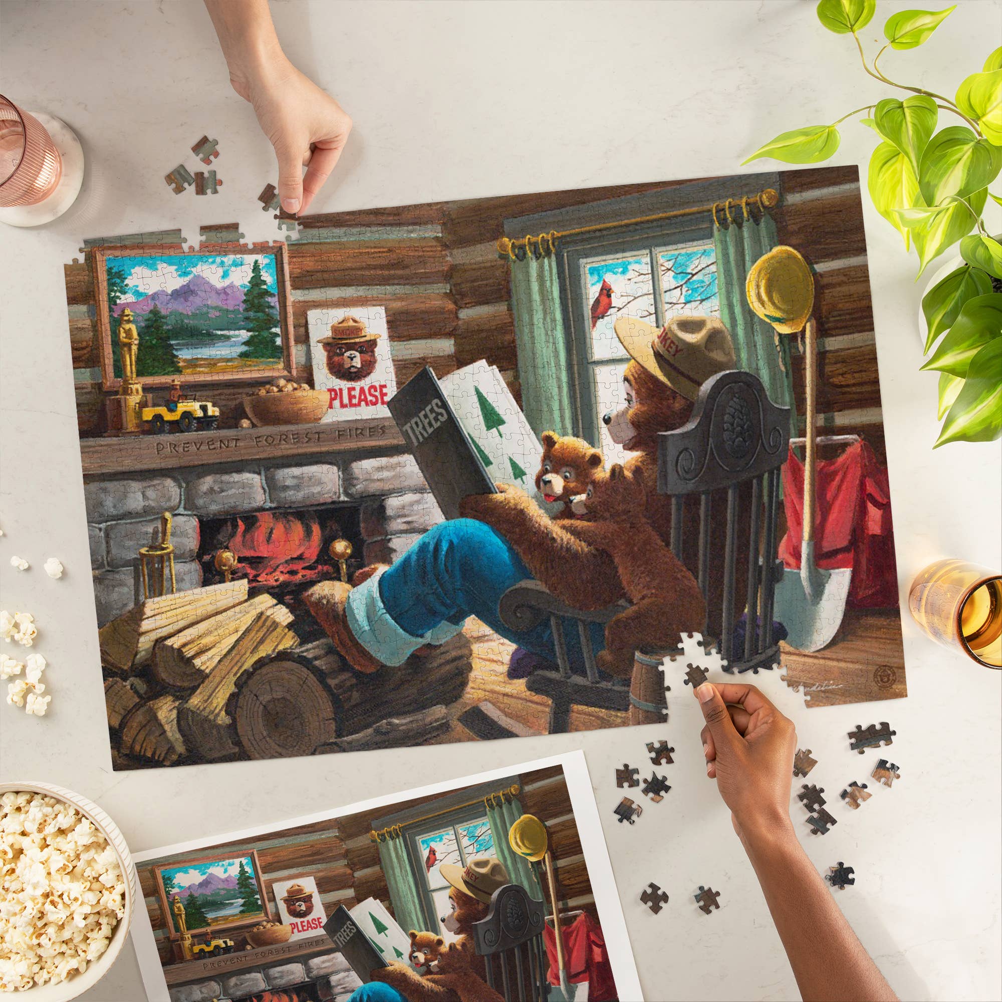 1000 PIECE PUZZLE Smokey Bear, Reading Book to Cubs, photo 2 of 6