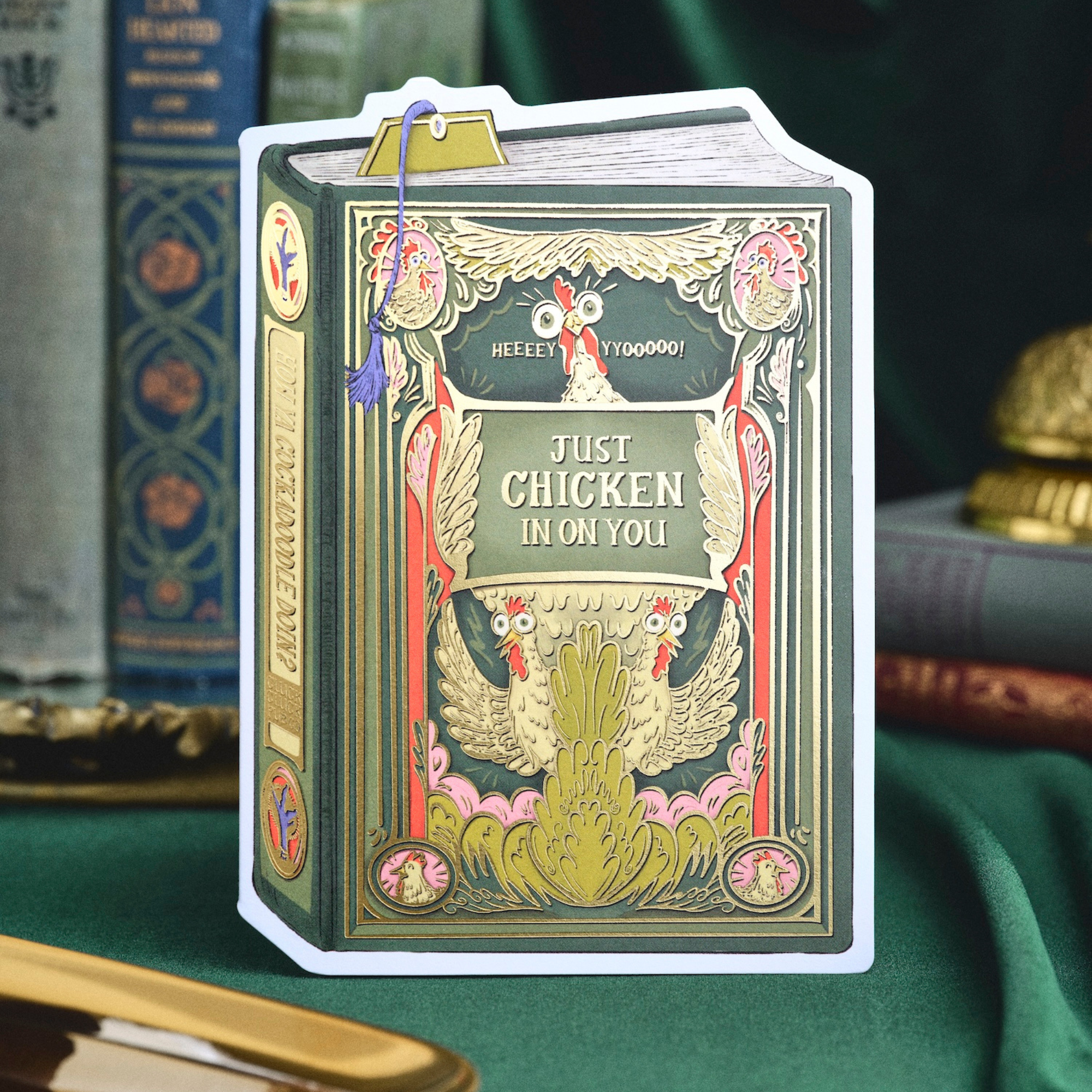 Chicken In On You Book Cover Diecut Card, photo 1 of 2