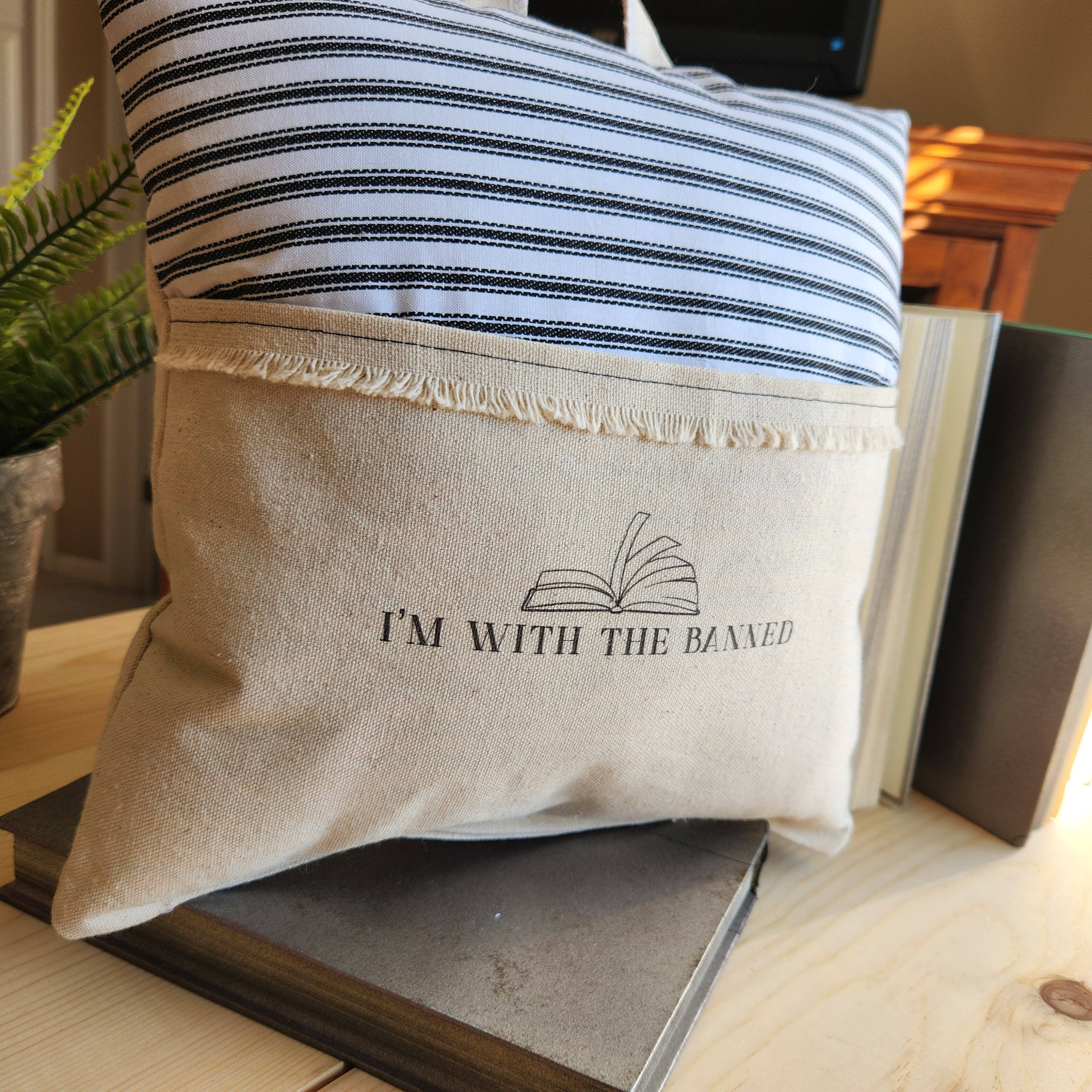 I'm With the Banned, Reading Pillow, b/w ticking, photo 2 of 5