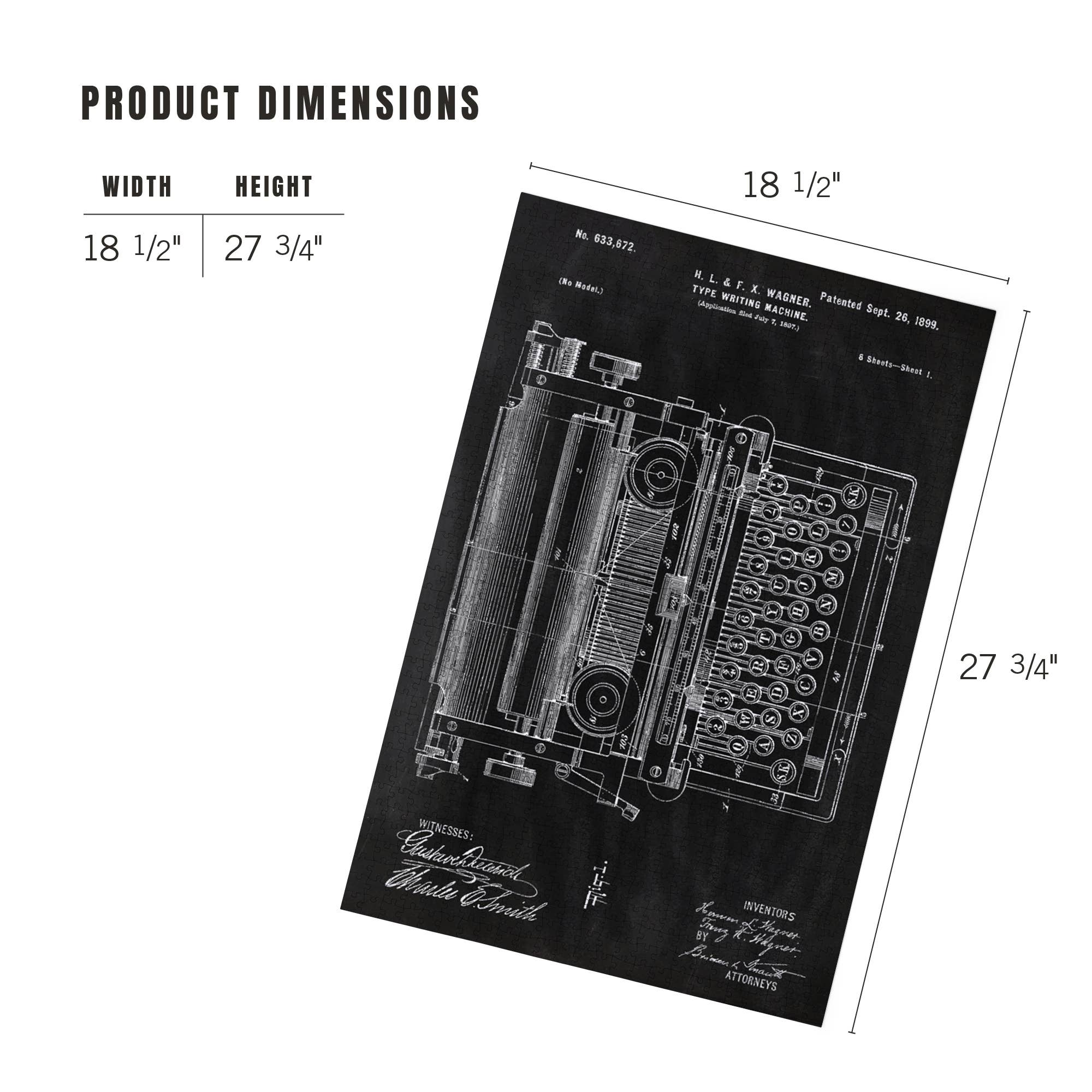 1000 PIECE PUZZLE Blackboard Patent, Typewriter, photo 5 of 7