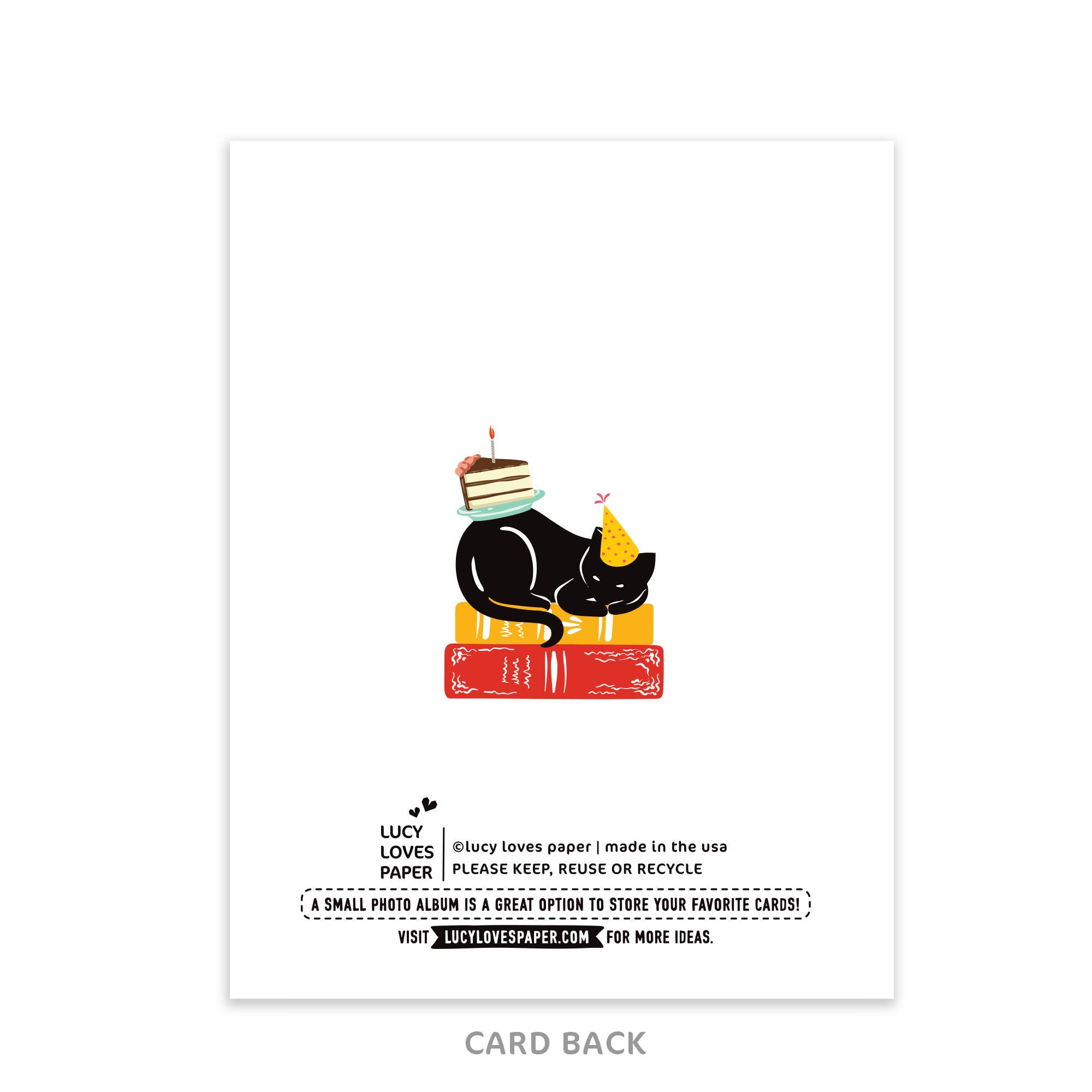Cat & Books | Happy Birthday Card, photo 2 of 3