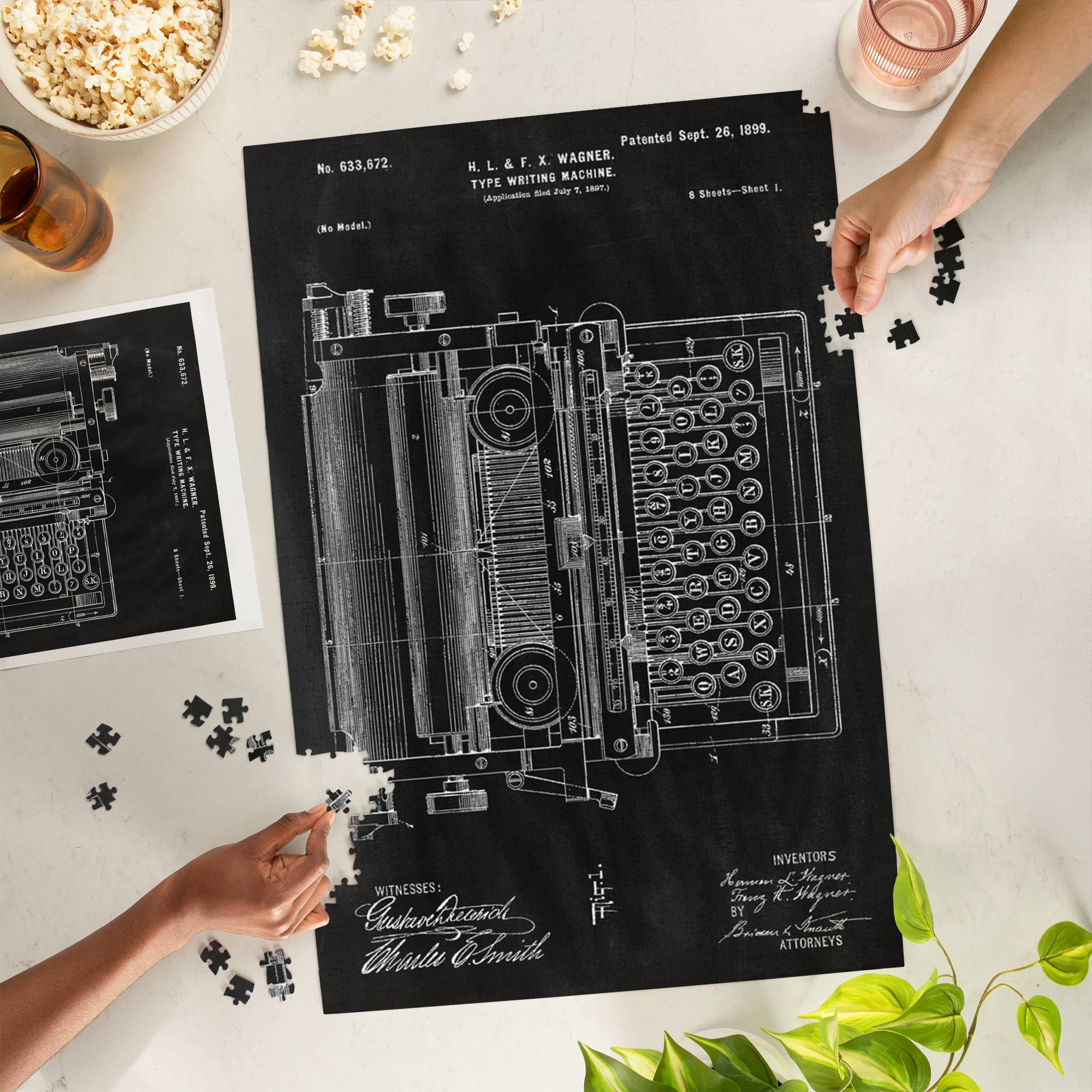 1000 PIECE PUZZLE Blackboard Patent, Typewriter, photo 2 of 7