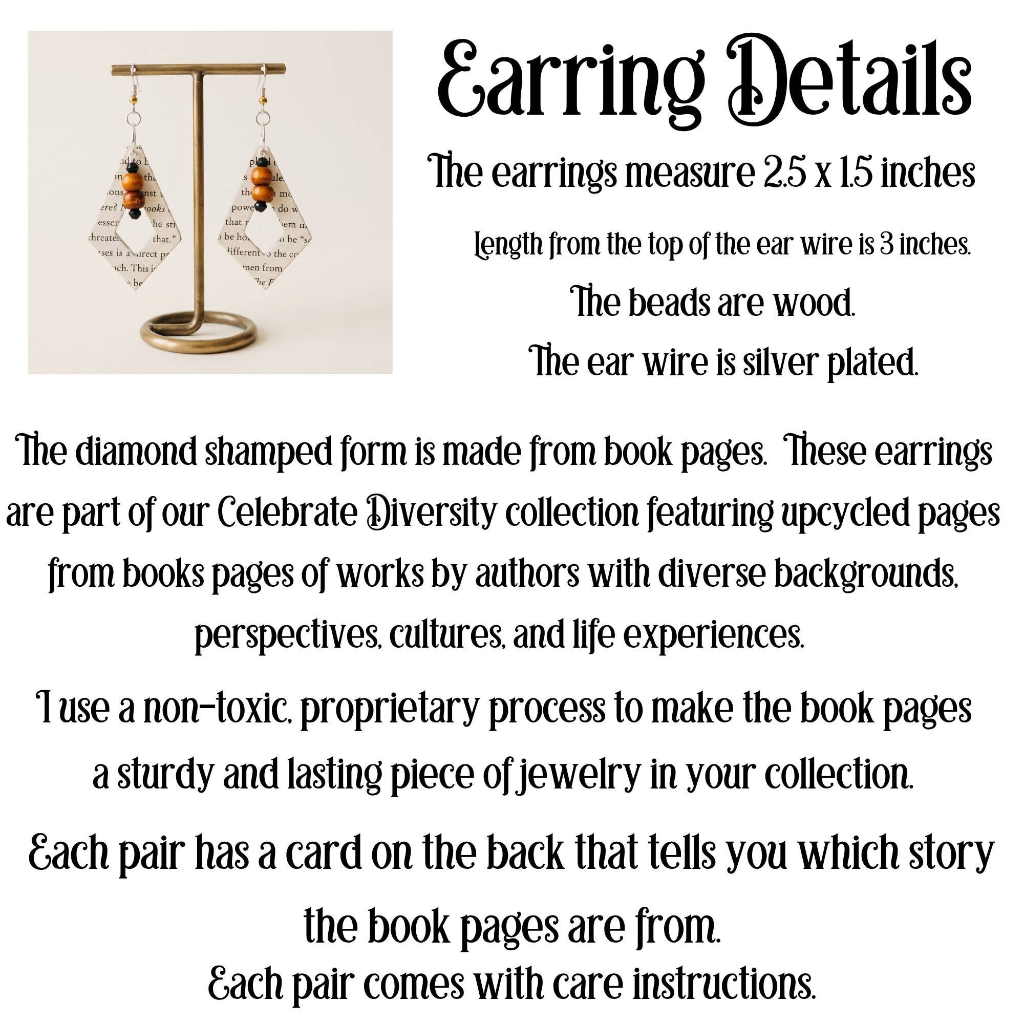 Book Page Dangle Earrings, photo 2 of 7